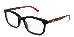 Shop GUCCI Web Rectangle Eyeglasses in Black online.