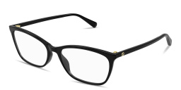 Shop GUCCI GG Logo Wide Rectangle Eyeglasses in Black online.