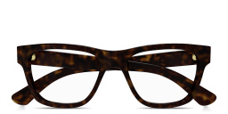 Shop GUCCI Logo Signature Rectangle Eyeglasses in Havana online.