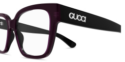 Shop GUCCI Logo Signature Square Eyeglasses in Black online.