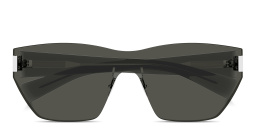 SAINT LAURENT Logo Signature Wide Rimless Cat-Eye Sunglasses in Grey – Product Photo 1