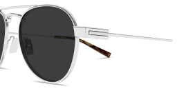 Shop SAINT LAURENT Engraved Logo Pilot Sunglasses in Silver online.