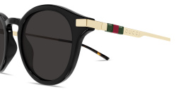 Shop GUCCI Web Round Sunglasses in Black online.