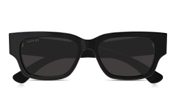 Shop GUCCI Logo Signature Rectangle Sunglasses in Black online.