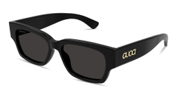 Shop GUCCI Logo Signature Rectangle Sunglasses in Black online.
