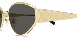 Shop GUCCI GG Motif Irregular Sunglasses in Gold online.