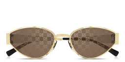 تسوق نظارات شمسية غير منتظمة بشعار جي جي غوتشي بلون ذهبي أونلاين.