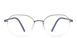 Shop Silhouette Dynamic Dawn Unisex Half-Rim Irregular Eyeglasses in Navy Blue online.