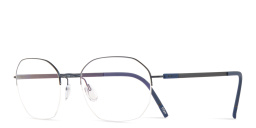Shop Silhouette Dynamic Dawn Unisex Half-Rim Irregular Eyeglasses in Navy Blue online.