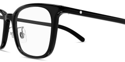 Shop MONTBLANC Snowcap Rectangle Eyeglasses in Black online.