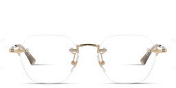 Shop MONTBLANC Nib Rimless Irregular Eyeglasses in Gold online.