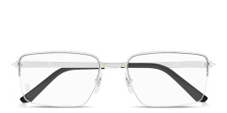 Cartier Santos de Cartier Half-Rim Rectangle Eyeglasses in Silver – Product Photo 1