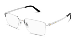 Shop Cartier Santos de Cartier Half-Rim Rectangle Eyeglasses in Silver online.
