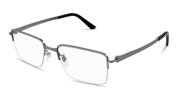 Shop Cartier Santos de Cartier Half-Rim Rectangle Eyeglasses in Ruthenium online.