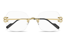 Shop Cartier Classic C Motif Rimless Square Eyeglasses in Gold online.