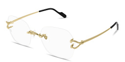 Shop Cartier Classic C Motif Rimless Square Eyeglasses in Gold online.