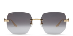 Shop Cartier Panthère de Cartier Rimless Irregular Sunglasses in Gold online.