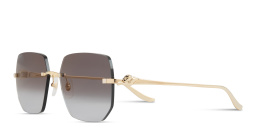 Shop Cartier Panthère de Cartier Rimless Irregular Sunglasses in Gold online.