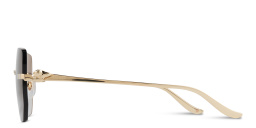 Shop Cartier Panthère de Cartier Rimless Irregular Sunglasses in Gold online.