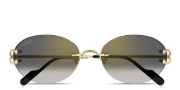 Shop Cartier Classic C Motif Unisex Rimless Oval Sunglasses in Gold online.
