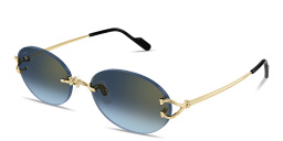 Shop Cartier Classic C Motif Unisex Rimless Oval Sunglasses in Gold online.
