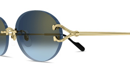 Shop Cartier Classic C Motif Unisex Rimless Oval Sunglasses in Gold online.
