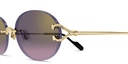 Shop Cartier Classic C Motif Unisex Rimless Oval Sunglasses in Gold online.