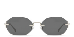 Shop EYE'M Rimless Irregular Sunglasses in Silver online.