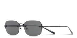 Shop EYE'M Rimless Rectangle Sunglasses in Black online.