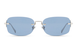 EYE'M Rimless Rectangle Sunglasses in Silver – Product Photo 1