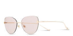 Shop EYE'M Rimless Cat-Eye Sunglasses in Gold online.