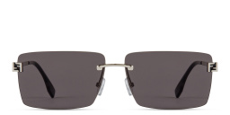 Shop FENDI Sky Rimless Rectangle Sunglasses in Silver online.