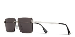 Shop FENDI Sky Rimless Rectangle Sunglasses in Silver online.