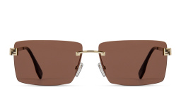 Shop FENDI Sky Rimless Rectangle Sunglasses in Polished Gold online.
