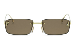 FENDI First Crystal Rimless Rectangle Sunglasses in Light Gold – Product Photo 1