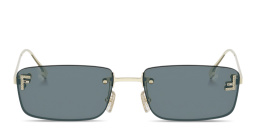 Shop FENDI First Crystal Rimless Rectangle Sunglasses in Light Gold online.