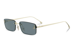 Shop FENDI First Crystal Rimless Rectangle Sunglasses in Light Gold online.