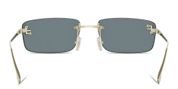 Shop FENDI First Crystal Rimless Rectangle Sunglasses in Light Gold online.