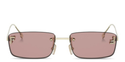 Shop FENDI Fendi First Crystals Rimless Rectangle Sunglasses in Light Gold online.