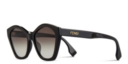 Shop FENDI Lettering Irregular Sunglasses in Black online.