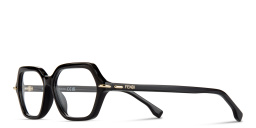 Shop FENDI Selleria Irregular Eyeglasses in Black online.