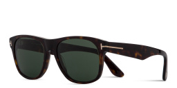 Shop TOM FORD T Logo Square Sunglasses in Havana online.