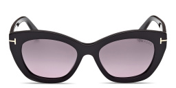 Shop TOM FORD T Logo Butterfly Sunglasses in Black online.