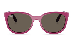 Shop Ray-Ban Junior Clip-on Kids Panthos Eyeglasses in Pink online.