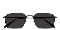 Shop Dunhill Rollagas Titanium Rimless Rectangle Sunglasses in Black online.