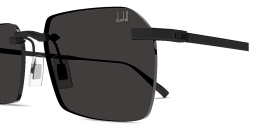 Shop Dunhill Rollagas Titanium Rimless Rectangle Sunglasses in Black online.
