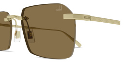 Shop Dunhill Rollagas Titanium Rimless Rectangle Sunglasses in Gold online.