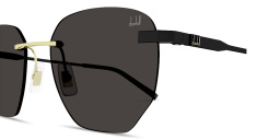 Shop Dunhill Logo Signature Rimless Irregular Sunglasses in Black online.