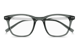 Shop Dunhill Heritage Lock Hinge Combi Square Eyeglasses in Transparent Grey online.