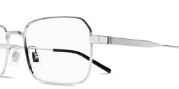 Shop Dunhill Rollagas Titanium Rectangle Eyeglasses in Silver online.